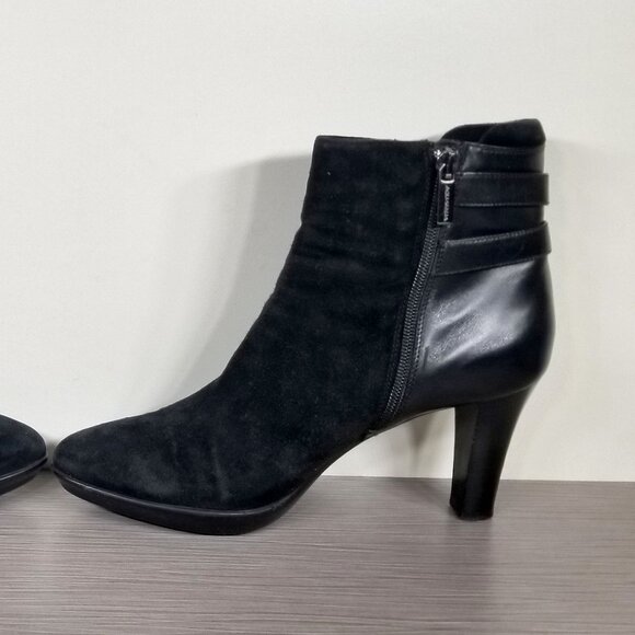 Aquatalia Roma Weatherproof Bootie, Black Suede & Leather, Womens Size 9 M - Picture 8 of 12